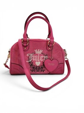 Juicy Couture Pink Dome Satchel Handbag With Crossbody Shoulder Strap With Charm